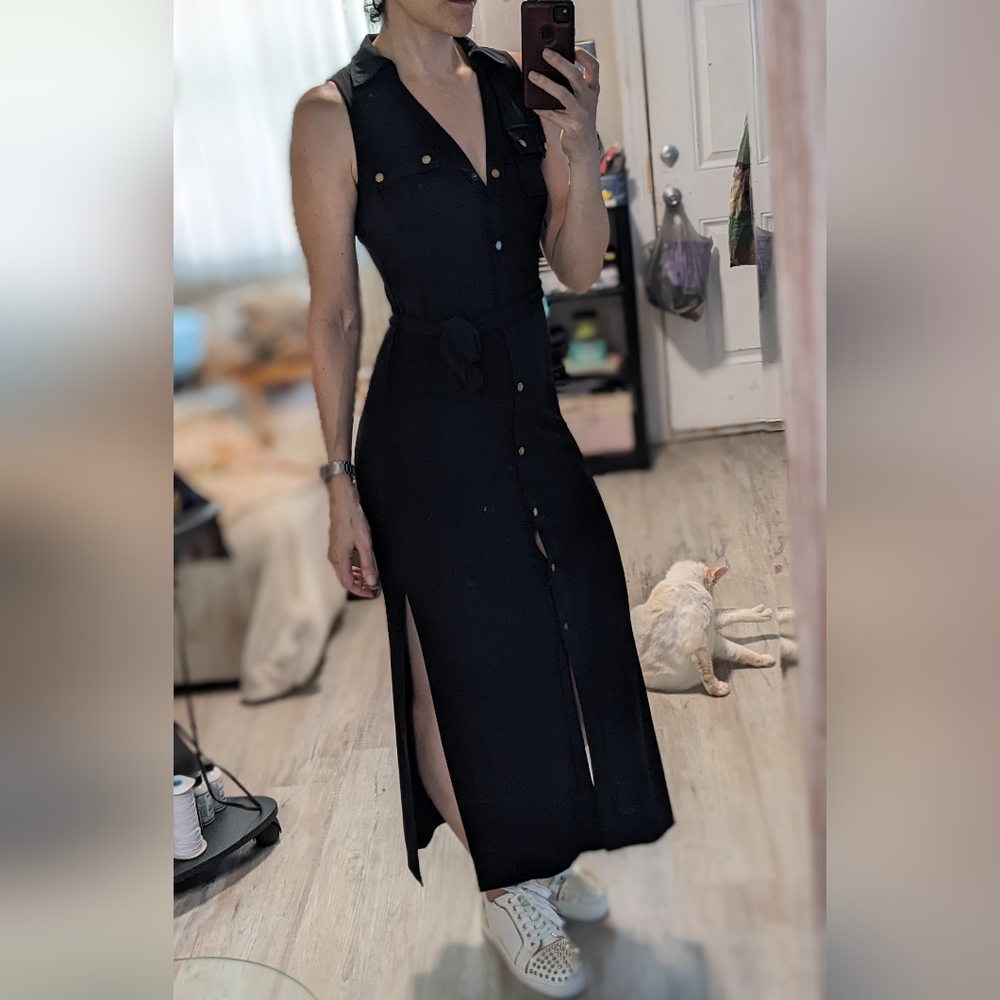 Michael Kors button up body con maxi shirt dress